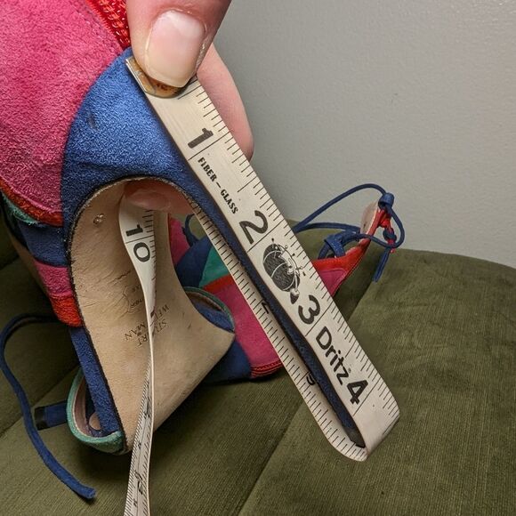 Stuart Weitzman Legwrap Song Colorblock Suede Heels sandals - Picture 6 of 14
